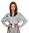 Дамски сив пуловер със снежинки от пайети Althea-0 снимка