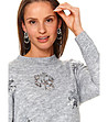 Дамски сив пуловер със снежинки от пайети Althea-4 снимка