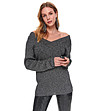 Плетен дамски пуловер в черен меланж Amie-0 снимка
