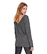 Плетен дамски пуловер в черен меланж Amie-2 снимка