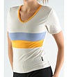 Бежова дамска памучна тениска с контрастни кантове Ira-0 снимка