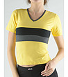 Дамска памучна жълта тениска с контрастни кантове Ira-0 снимка
