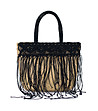 Дамска чанта в бежово и черно с естествени влакна и памук Eli-0 снимка