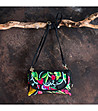 Черна дамска чанта с многоцветни бродерии Simina-3 снимка