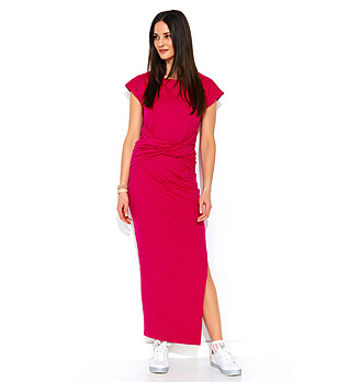 Дълга рокля с памук в цвят циклама Aliz снимка