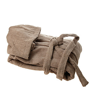 Бежов unisex памучен халат за ръст 164 см снимка