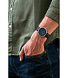 Тъмносин мъжки часовник с каишка от естествена кожа Sander-1 снимка