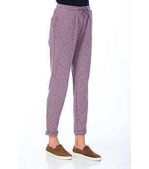 Дамски спортен панталон с памук в лилав меланж Janette снимка
