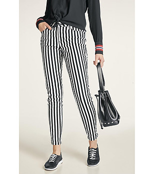 Черно-бял памучен дамски панталон Rikita за ръст 160-175 см снимка