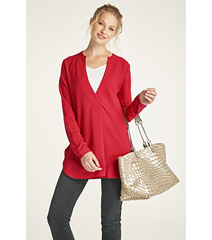 Червена дамска блуза с ефектен дизайн Zola снимка