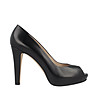 Черни дамски кожени обувки с отворени пръсти Sia-0 снимка