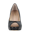 Черни дамски кожени обувки с отворени пръсти Sia-3 снимка