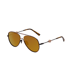 Unisex слънчеви очила тип авиатор с кафяви лещи снимка