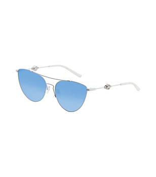 Бели дамски слънчеви очила със сини лещи снимка