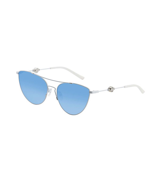 Бели дамски слънчеви очила със сини лещи снимка
