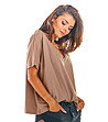 Бежова дамска памучна блуза Nelia-3 снимка
