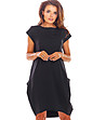 Черна памучна рокля с джобове Lisa-0 снимка