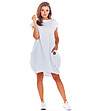 Бяла памучна рокля с джобове Lisa-1 снимка