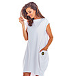 Бяла памучна рокля с джобове Lisa-4 снимка