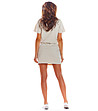 Памучна рокля на райе в бежово и бяло с джобове Milika-1 снимка
