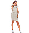 Раирана памучна рокля в бежово и бяло Sarina-0 снимка