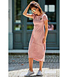 Дълга памучна розова рокля Karina-0 снимка