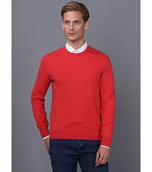 Мъжки памучен пуловер в червено Claudio снимка