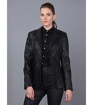 Дамско кожено сако в черно Mirna снимка