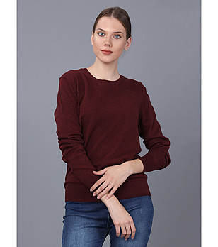 Памучен дамски пуловер в бордо Fresia снимка