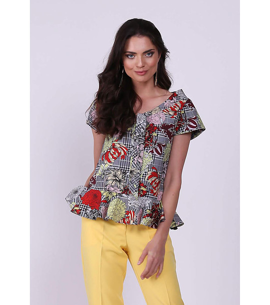 Многоцветна дамска блуза с флорален принт Tia снимка