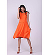 Оранжева рокля с набори при талията Evelina-0 снимка