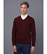 Памучен мъжки пуловер в бордо Liciano-0 снимка