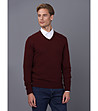 Памучен мъжки пуловер в бордо Liciano-2 снимка