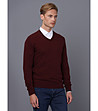 Памучен мъжки пуловер в бордо Liciano-3 снимка