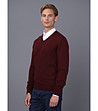 Памучен мъжки пуловер в бордо Liciano-4 снимка