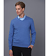 Памучен мъжки пуловер в син меланж Liciano-2 снимка