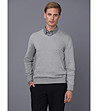 Памучен мъжки пуловер в сив меланж Liciano-0 снимка