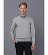 Памучен мъжки пуловер в сив меланж Liciano-2 снимка