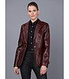 Дамско кожено сако в цвят марсала Mirna-0 снимка