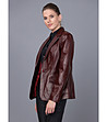 Дамско кожено сако в цвят марсала Mirna-3 снимка
