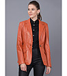 Дамско сако от естествена кожа в оранжево Mirna-2 снимка