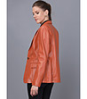Дамско сако от естествена кожа в оранжево Mirna-3 снимка