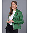 Зелено дамско яке от естествена кожа Arleen-4 снимка