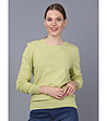 Памучен дамски пуловер в жълто-зелен нюанс Fresia-3 снимка
