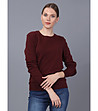 Памучен дамски пуловер в бордо Fresia-0 снимка