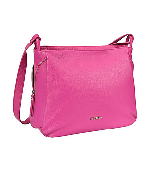 Дамска кожена чанта от естествена кожа в розово Makena снимка