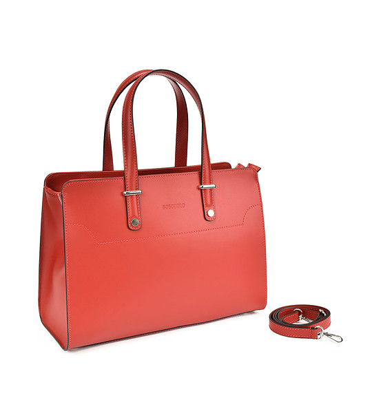 Дамска червена кожена чанта Dorea снимка