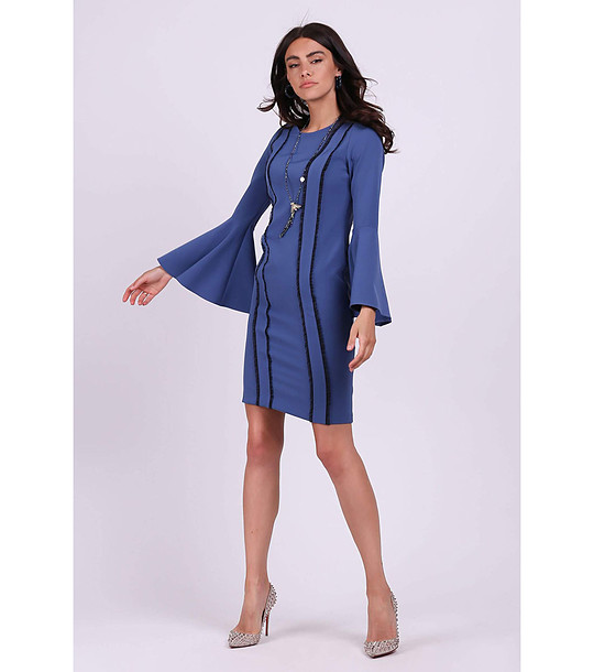 Синя рокля с контрастни къдрички Zefira снимка