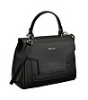 Релефна черна дамска чанта от естествена кожа Zenda-0 снимка