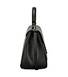 Релефна черна дамска чанта от естествена кожа Zenda-3 снимка